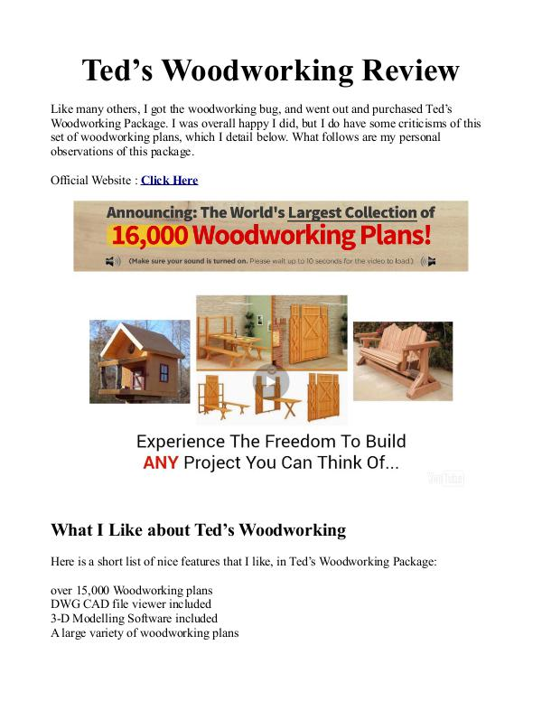 Teds WoodWorking PDF Plans Is 16000 Woodworking Plans 